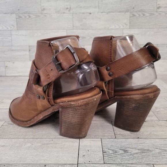 Women’s Frye Izzy Brown Leather Open Toed Sling Harness Booties Size 6.5 B - Picture 5 of 10